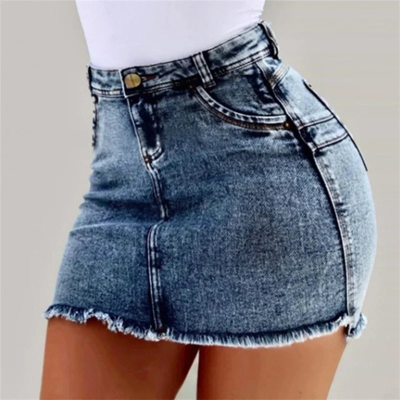 Summer High Waist Women Mini Skirt Casual Whitish Ultra-short Half-body Dress Female New Slim Fit Sexy Wrap Hip Trend Streetwear