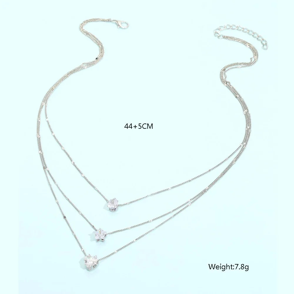 Heart Star Charm Necklace Set