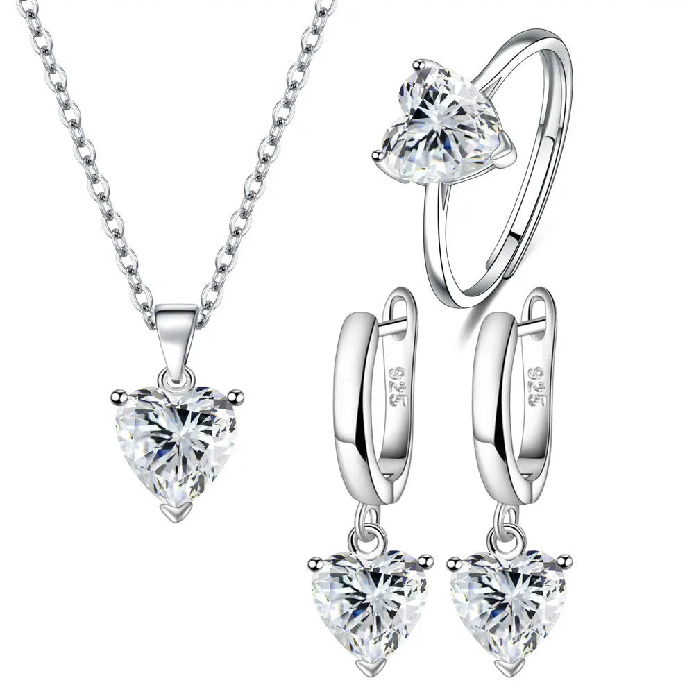 Elegant Heart Zircon Jewelry Set