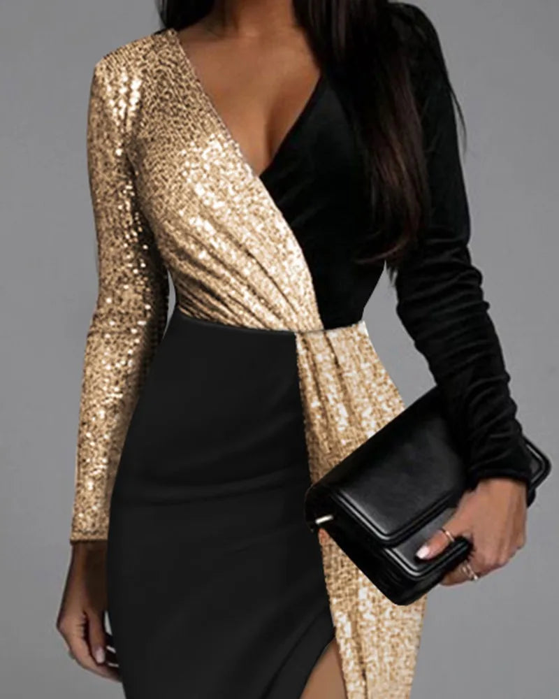 Elegance in Gold Sequin Gown