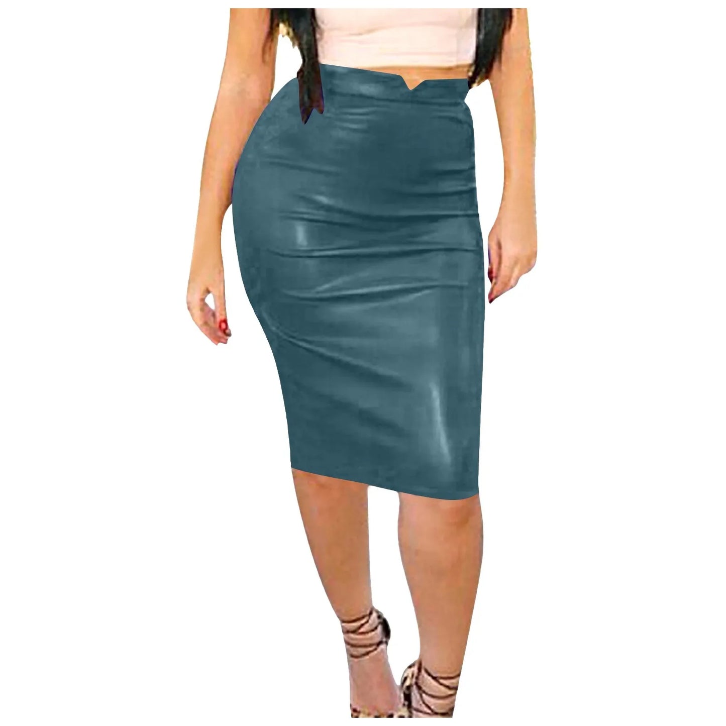 Women'S Slim Fitting Skirt Ladies Retro Women Leather Skirt High Waist Slim Party Pencil Skirt Women'S Sexy Hip Wrap Skirt