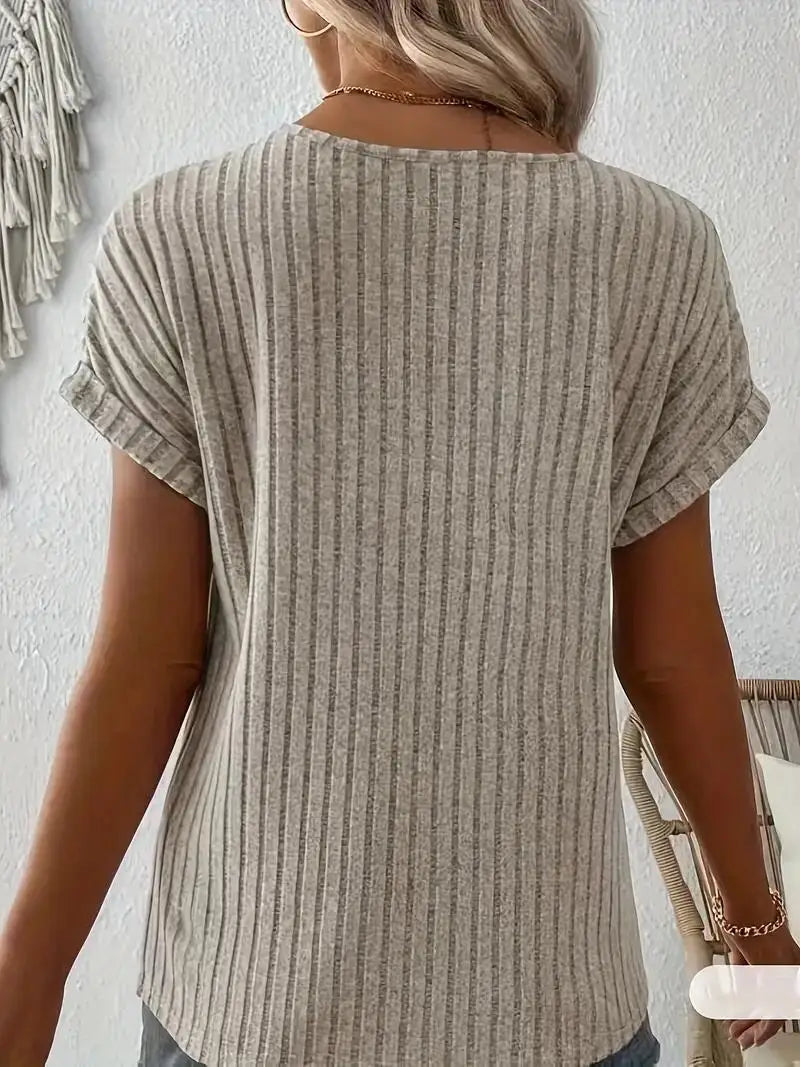 Elegant Ribbed V-Neck Top