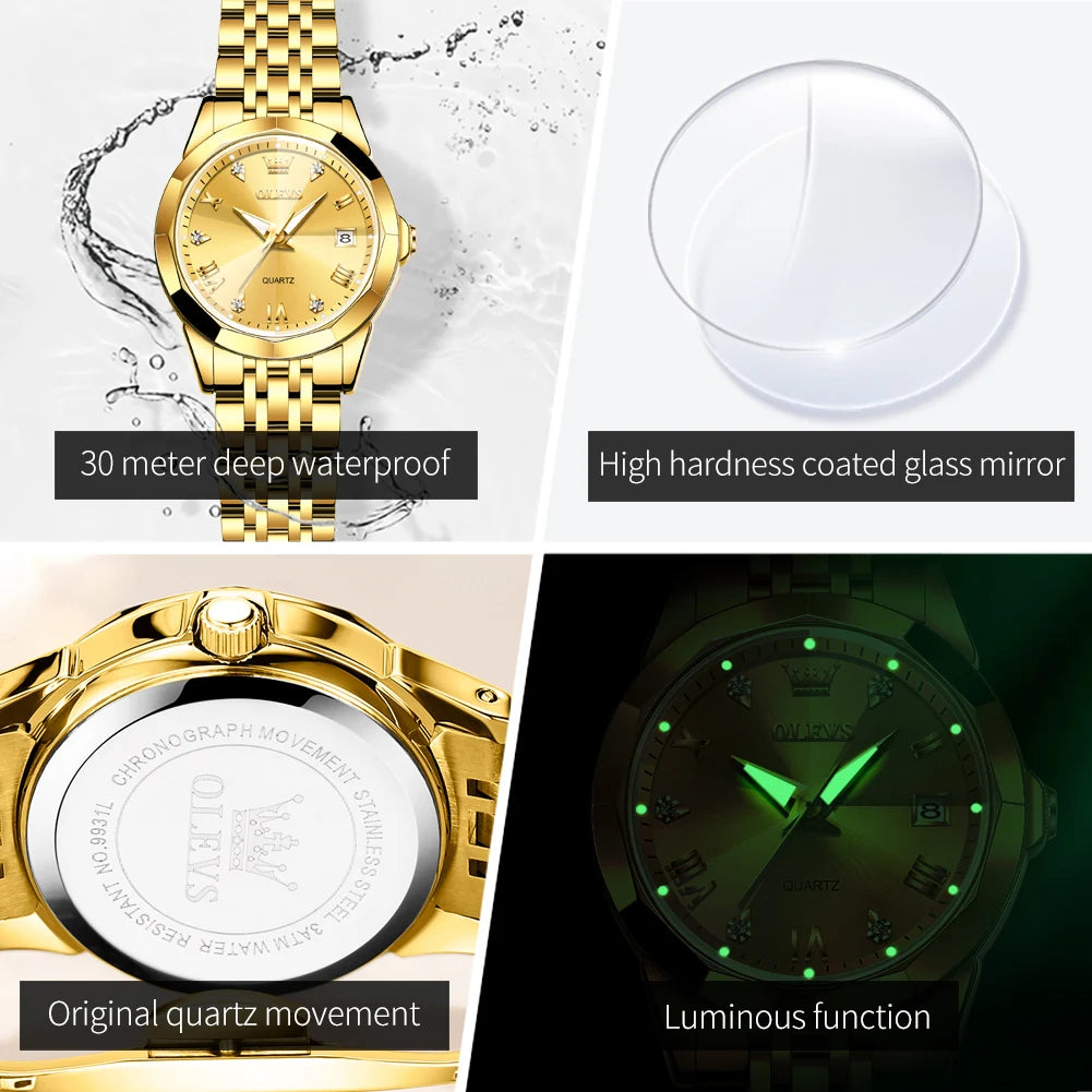 Elegant Golden Quartz Watch