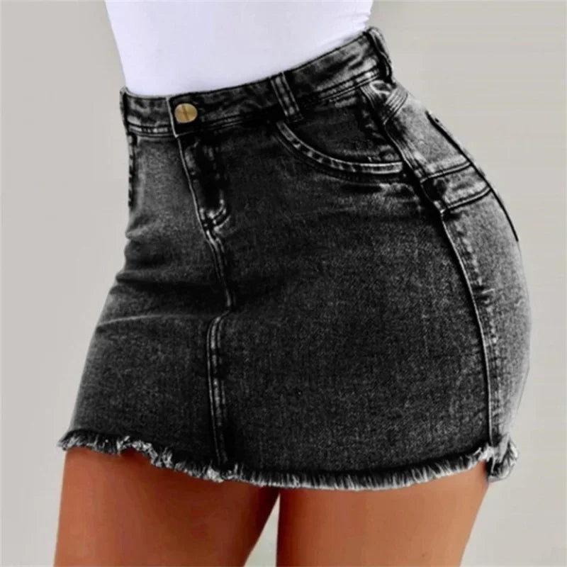 Summer High Waist Women Mini Skirt Casual Whitish Ultra-short Half-body Dress Female New Slim Fit Sexy Wrap Hip Trend Streetwear