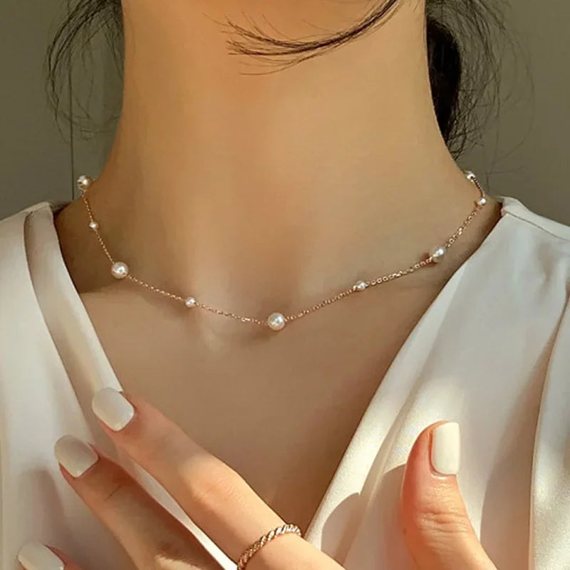 Love Heart Pearl Choker Necklace