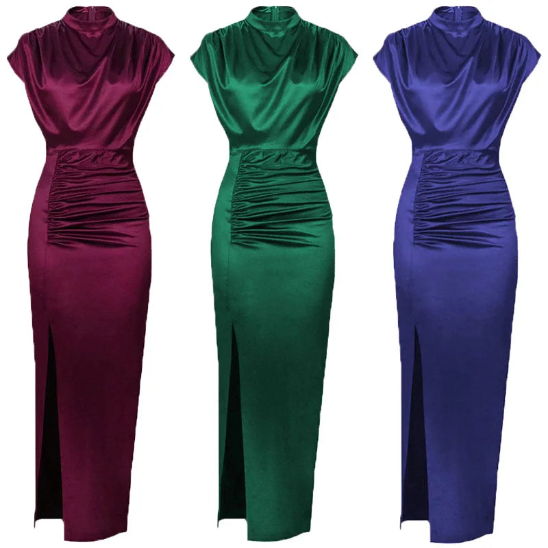 Sophisticated Satin Slit Dress