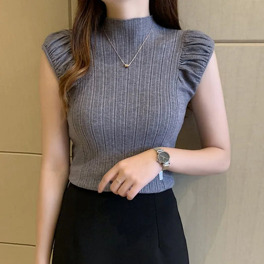 Half High Collar Knitted Top