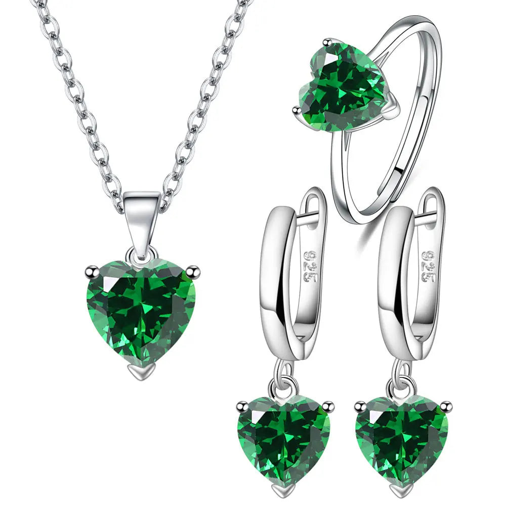 Elegant Heart Zircon Jewelry Set