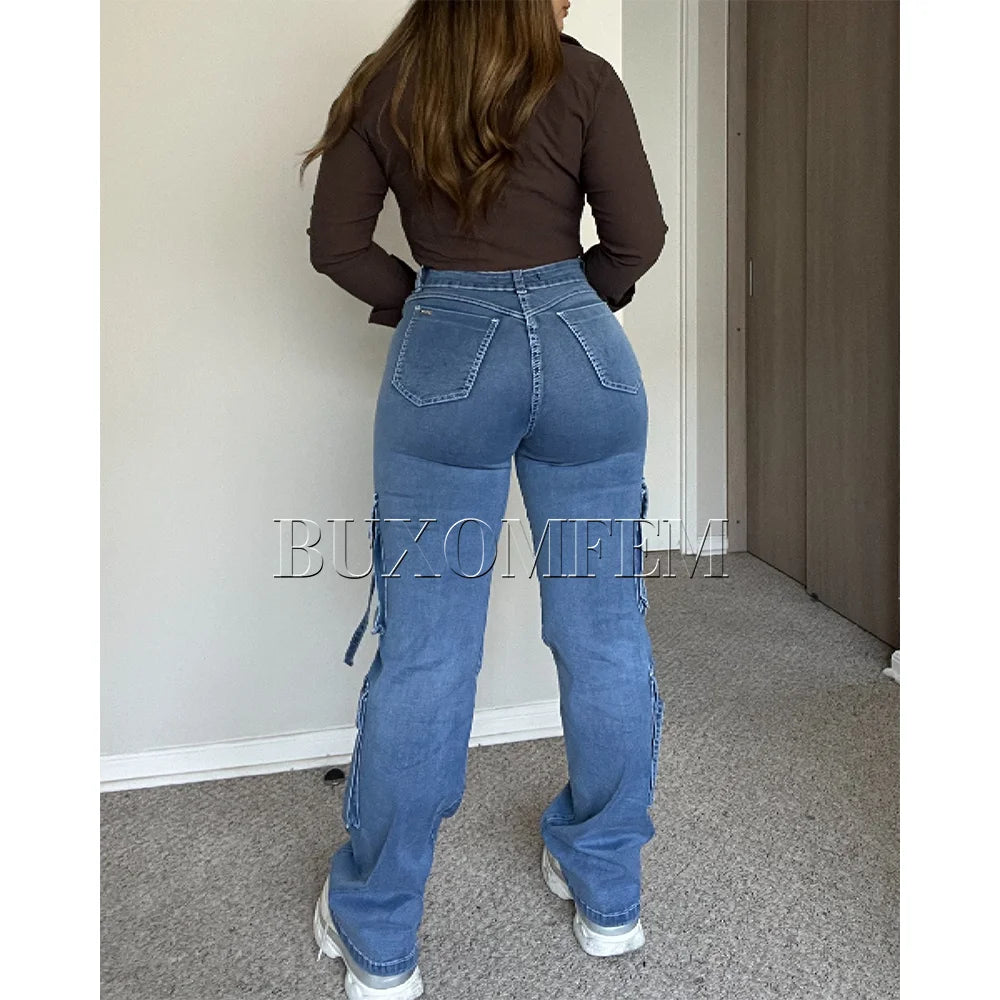 High Waisted Cargo Jeans