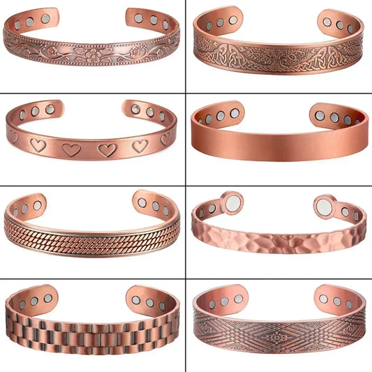 Pure Copper Magnetic Bracelet Men Arthritis Adjustable Magnets Women Cuff Therapy Health Energy Bangles Dropshipping / Wholesale