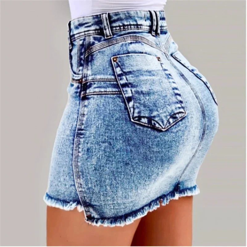 Summer High Waist Women Mini Skirt Casual Whitish Ultra-short Half-body Dress Female New Slim Fit Sexy Wrap Hip Trend Streetwear