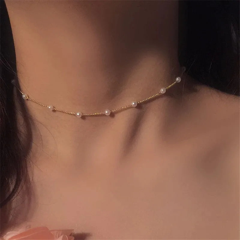 Korean Pearl Choker Necklace