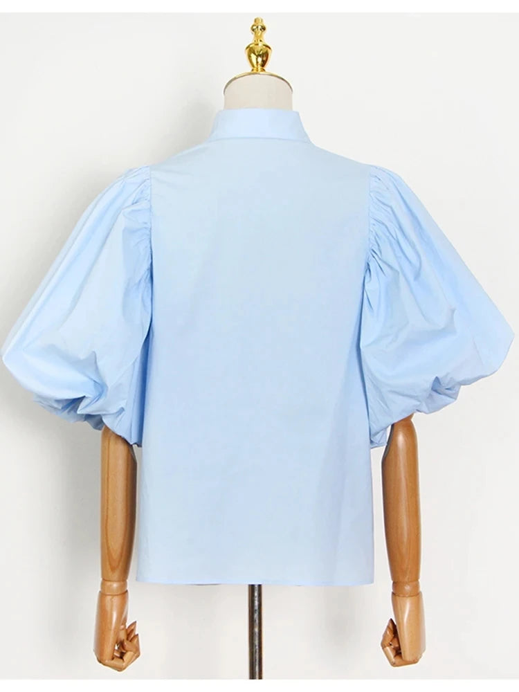 Puff Sleeve Diamond Blouse