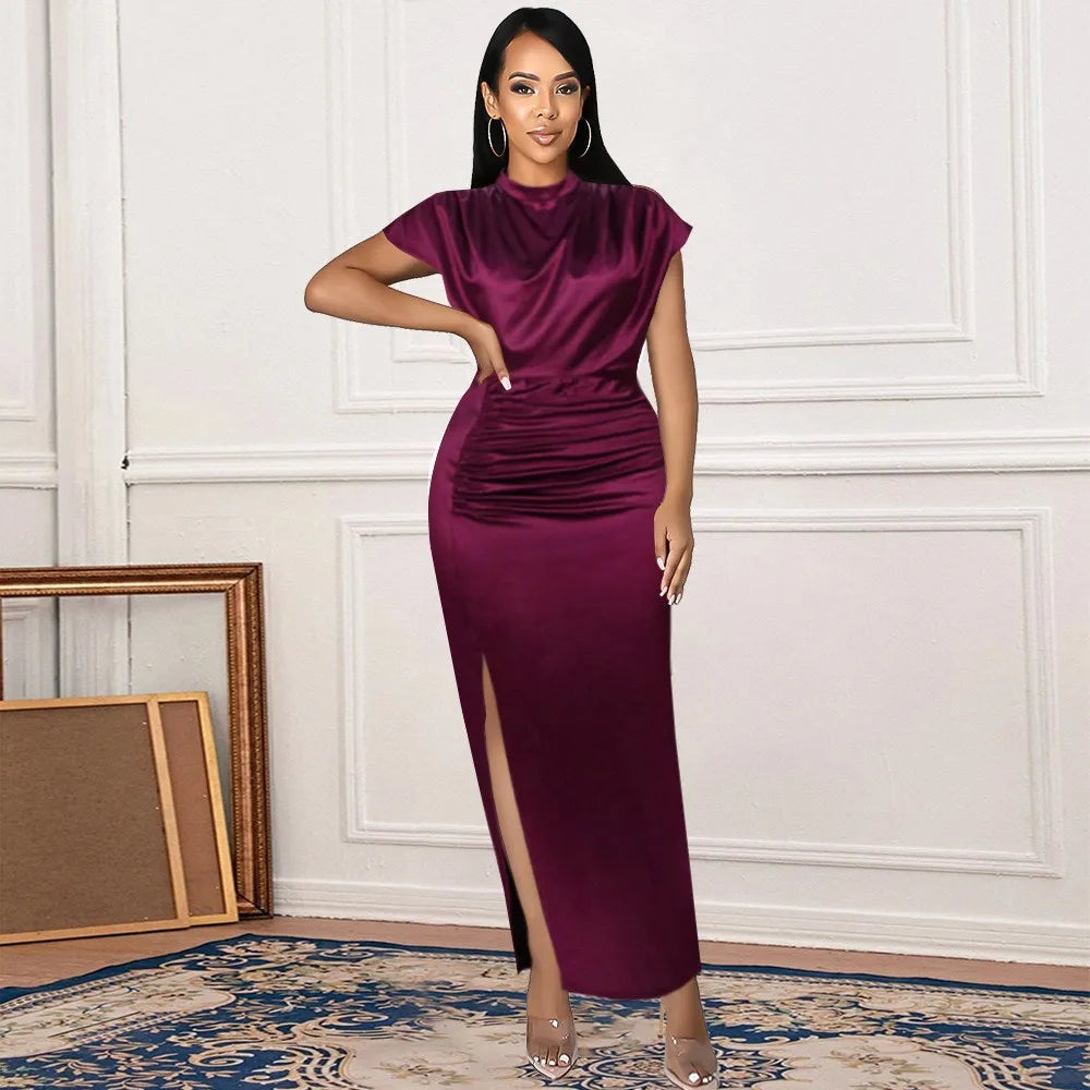 Sophisticated Satin Slit Dress