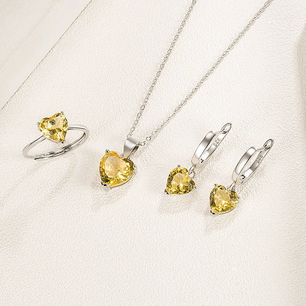 Elegant Heart Zircon Jewelry Set