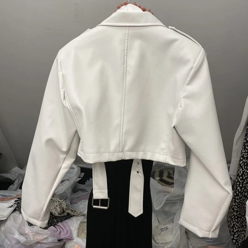 Korean PU Leather Crop Jacket