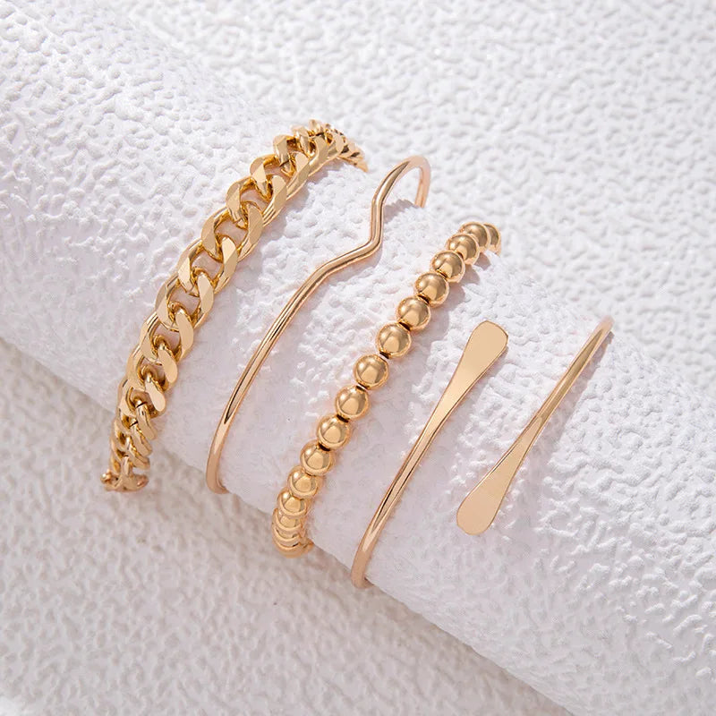 Punk Curb Chain Bracelet Set