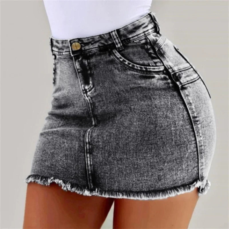 Summer High Waist Women Mini Skirt Casual Whitish Ultra-short Half-body Dress Female New Slim Fit Sexy Wrap Hip Trend Streetwear