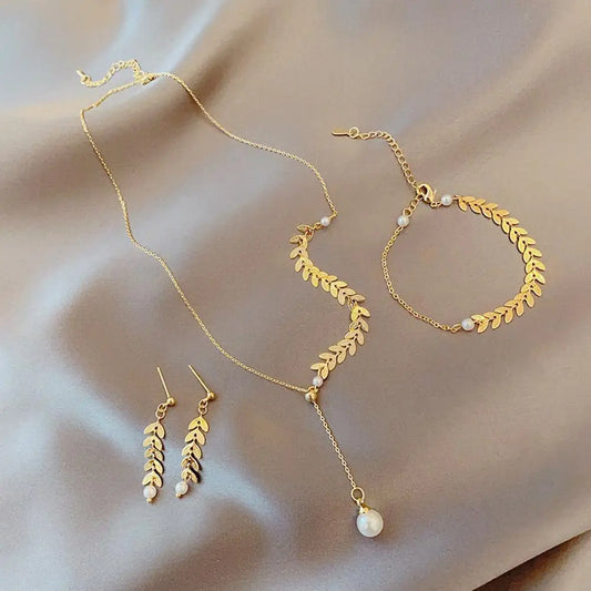 Retro Wheat Leaf Jewelry Set