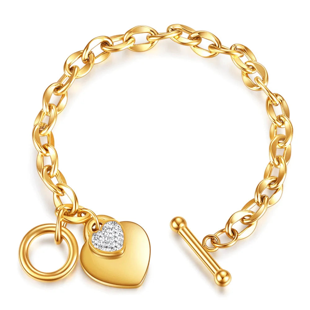 Gold Plated Heart Pendant Bracelet