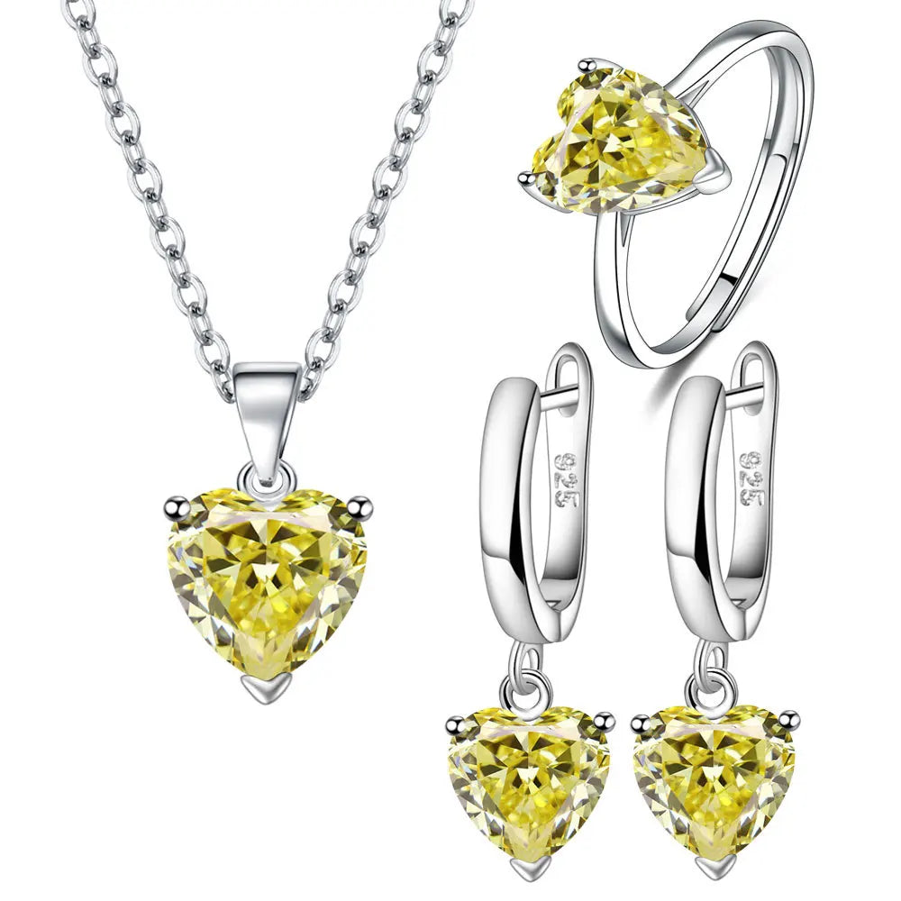 Elegant Heart Zircon Jewelry Set