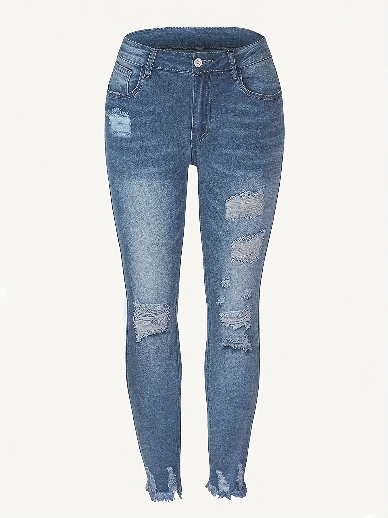 Slim Fit Ripped Cropped Jeans